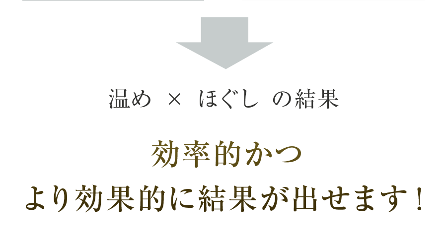 温め×ほぐしの結末　効率的かつより効果的に結果が出せます